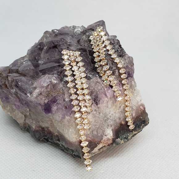 J004 Amber Sceats crystals chandelier earrings gold plated - Picture 1 of 6